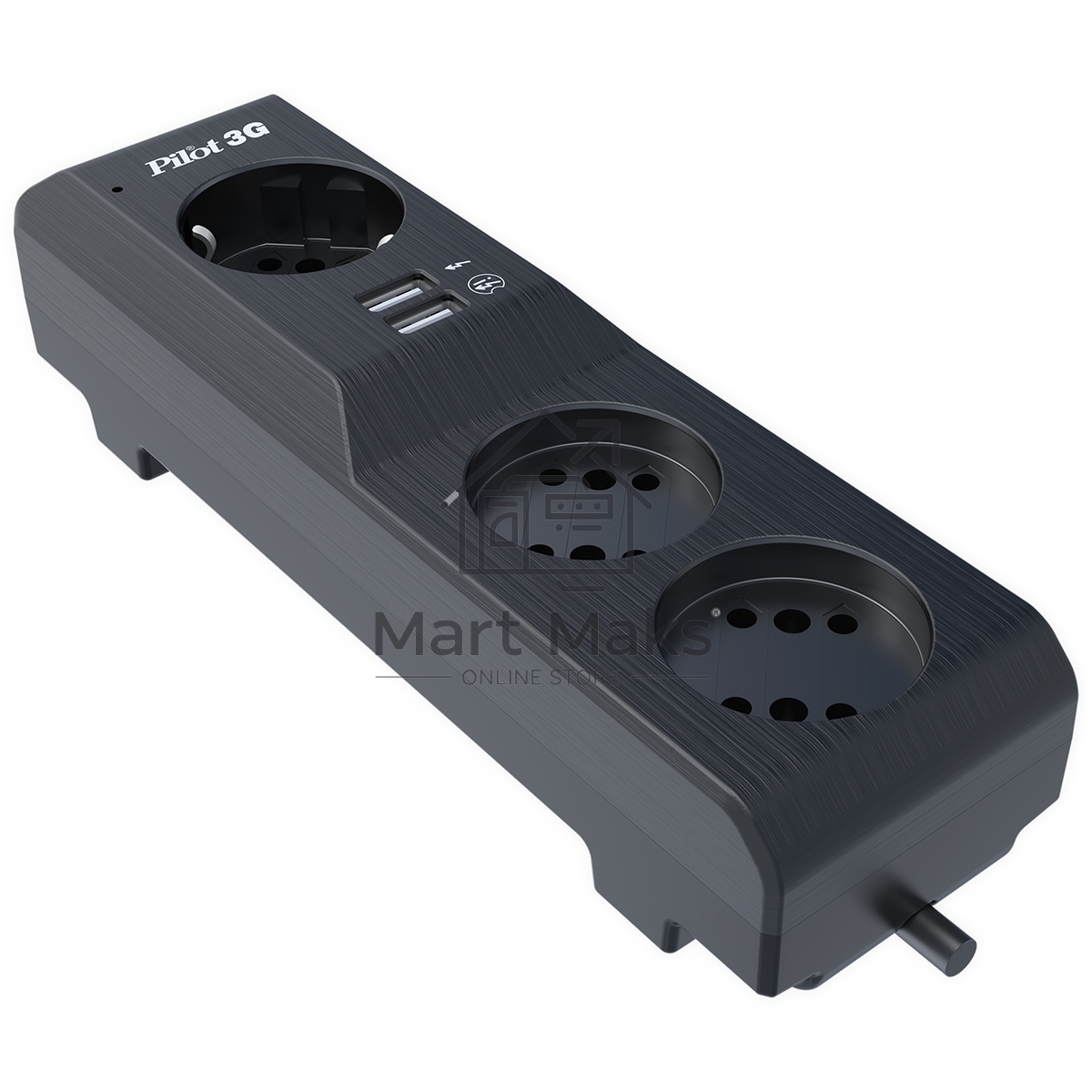 Сетевой фильтр Surge protector Pilot 3G 3xGP euro outlets, 10А/2.2кВа, 2xUSB, 1.8m, black
