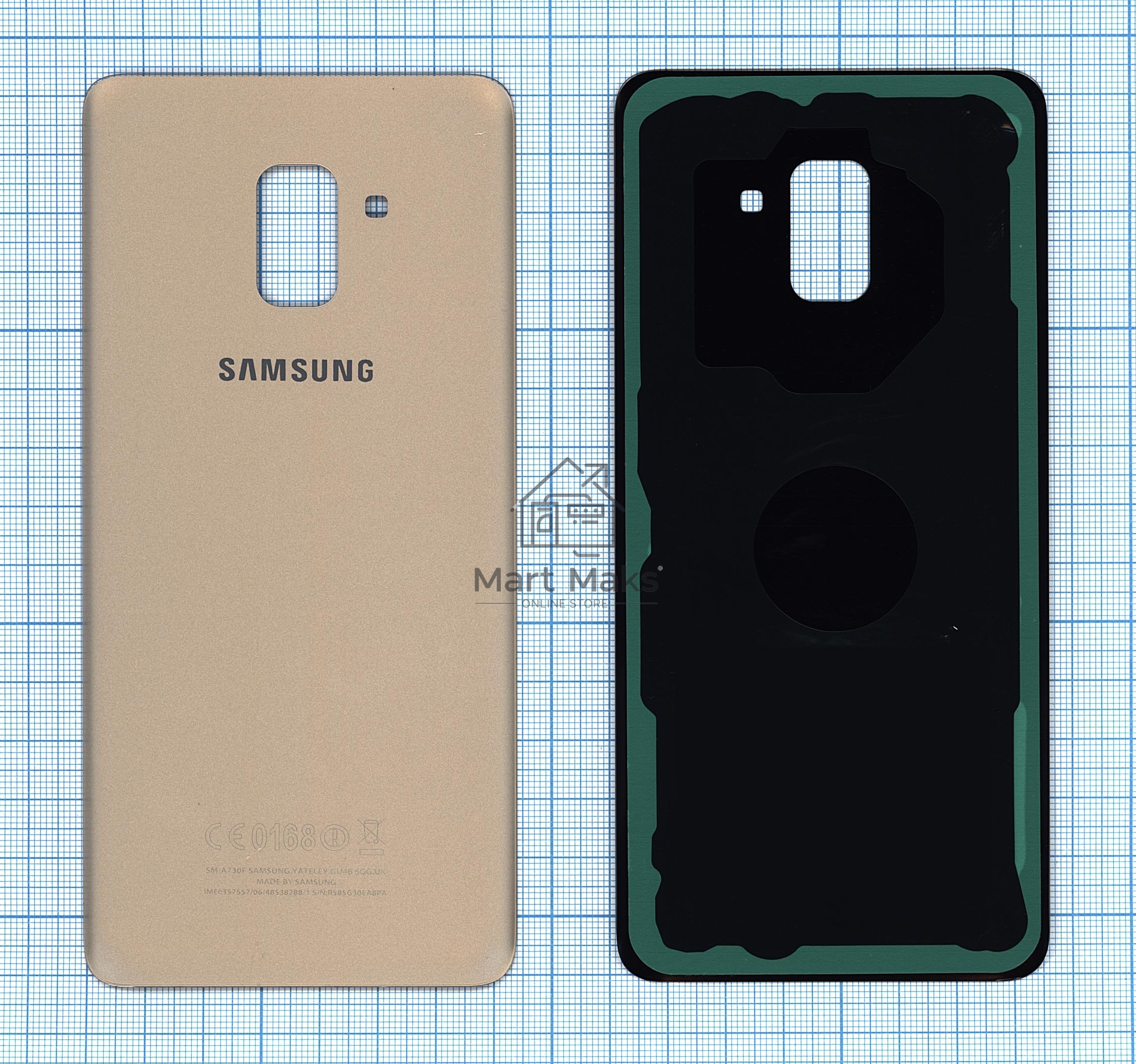 Задняя крышка для Samsung A730F Galaxy A8 Plus (2018) золотая