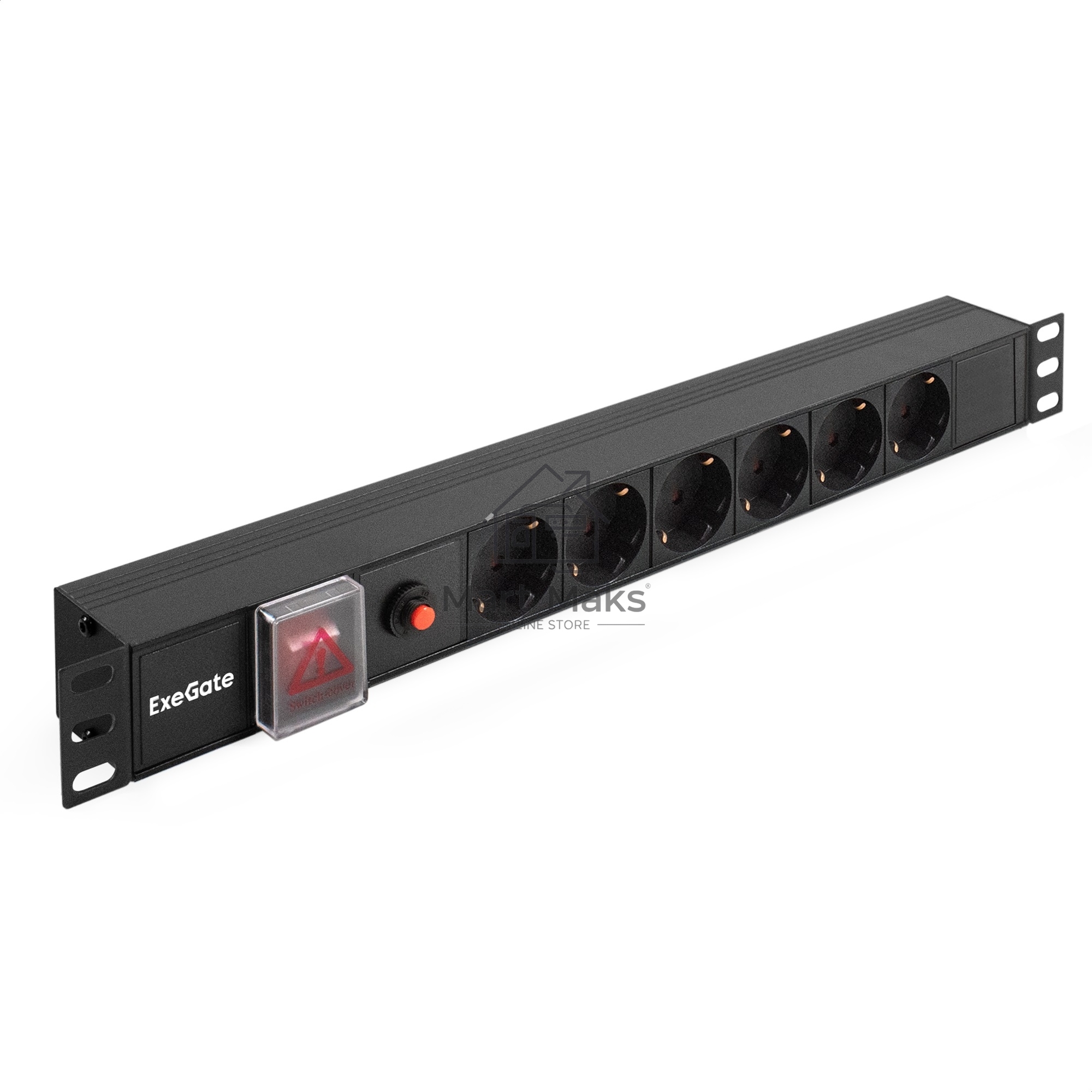 Блок розеток горизонтальный ExeGate ServerPro PDU-19H605 Al-6S-C14-SW-O, 19