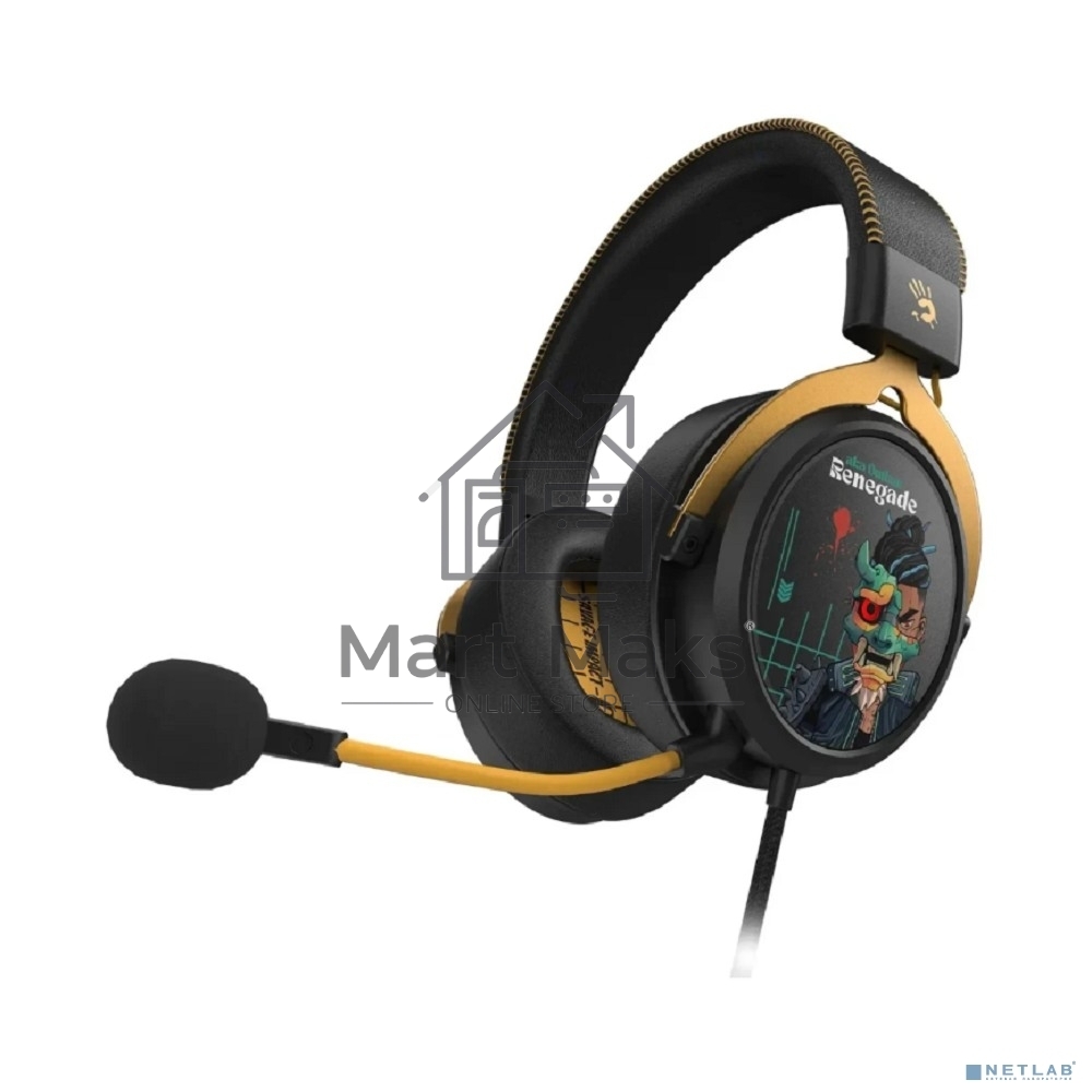 Наушники с микрофоном A4Tech Bloody M595 Renegade черный/рисунок 2.3м мониторные USB оголовье (M595)