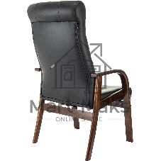 Кресло офисное Бюрократ T-9928WALNUT-CF черный, кожа, на ножках, дерево