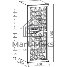 Винный холодильник Weissgauff WWC-77 DB DualZone черный, 2 отсека, 77 бут., класс G