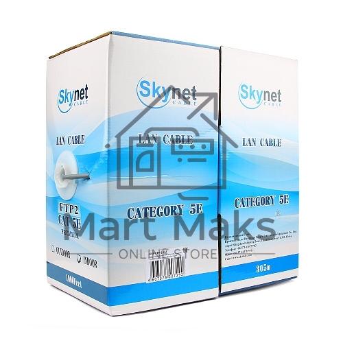 Кабель SkyNet Premium FTP indoor 2x2x0,51, медный, FLUKE TEST, кат.5e, однож., 305 м, box, серый