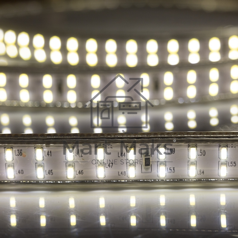 Лента LED 220 В, 6.5x15 мм, IP67, SMD 3014, 240 LED/m, цвет свечения теплый белый, 100 м