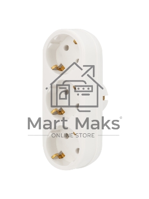 Тройник электрический линейный 16 А с заземлением белый Rexant