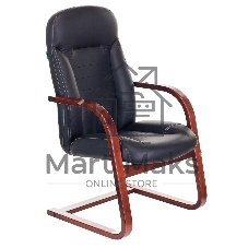 Кресло компьютерное Бюрократ T-9923WALNUT-AV/BL черный, кожа, низкая спинка