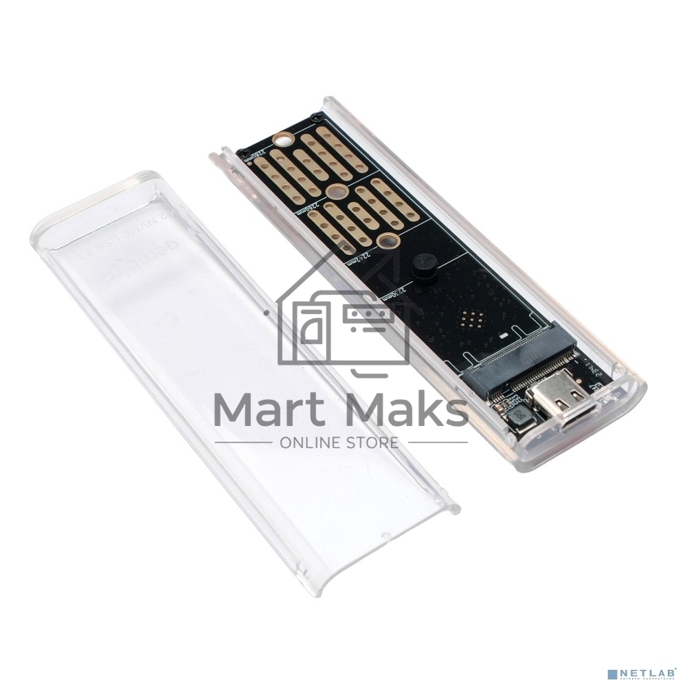 Внешний корпус Gembird EEM2-NVME-2 USB 3.1 для M2 NVME порт Type-С, пластик, прозрачный