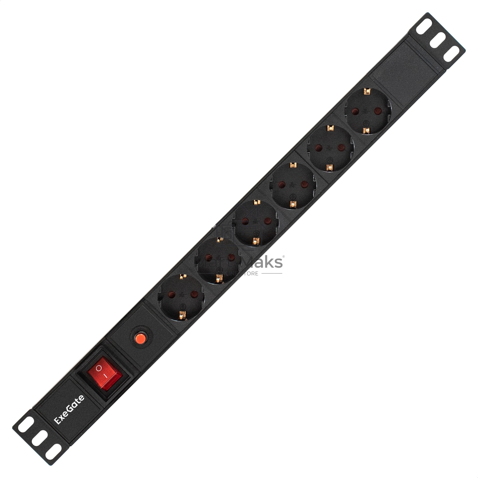 Блок розеток горизонтальный ExeGate ServerPro PDU-19H605 Al-6S-C14-SW-O, 19