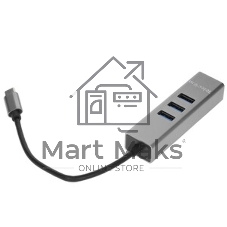 Переходник Telecom USB 3.1 Type-C -->RJ-45 1000Mbps +3 USB3.0, Aluminum Shell, 0.2м Telecom TA311C