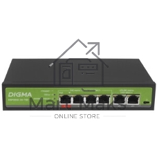 Коммутатор Digma DSP204G-2G-T80, 6×1 Гбит/с, неуправляемый