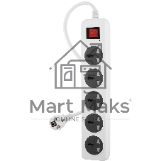Сетевой фильтр Buro 500UNH-3-WG 3м, 5 розеток, белый/серый, коробка
