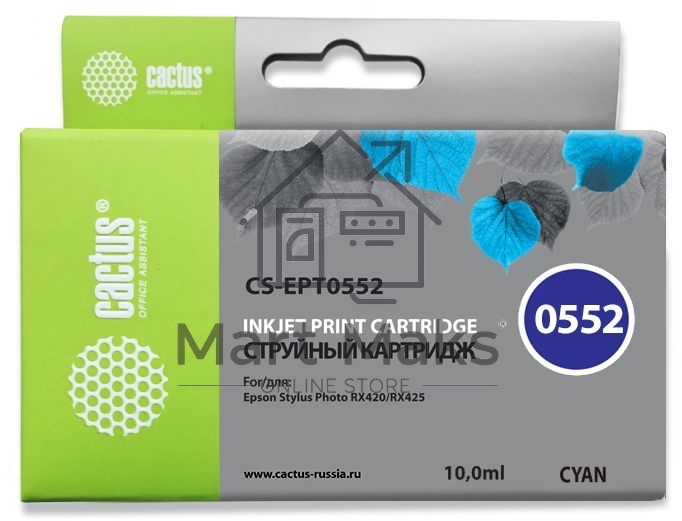Картридж струйный Cactus CS-EPT0552 голубой для Epson Stylus RX520/Stylus Photo R240 (10ml)