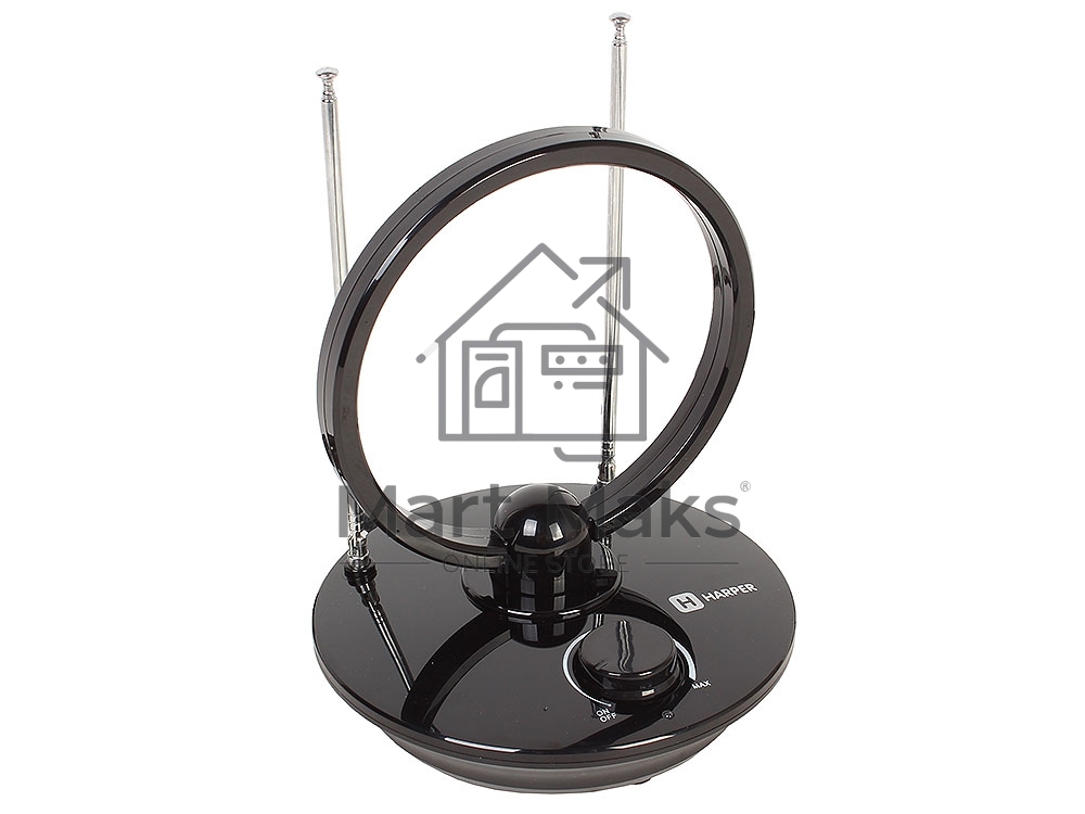 Телевизионная антенна Harper ADVB-2969 (комнатная, активная;DVB-T2; VHF / UHF (174–230 MHz, 470-862 MHz); 25 dB; 75 ; 3 dB; 1м)
