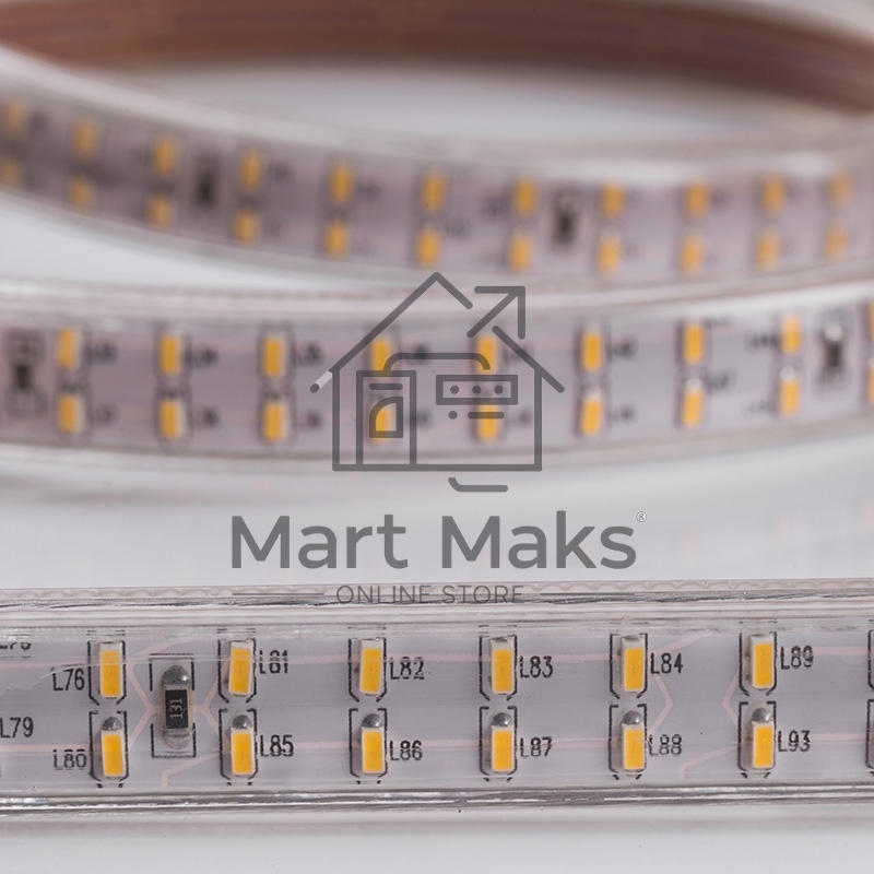 Лента LED 220 В, 6.5x15 мм, IP67, SMD 3014, 240 LED/m, цвет свечения теплый белый, 100 м