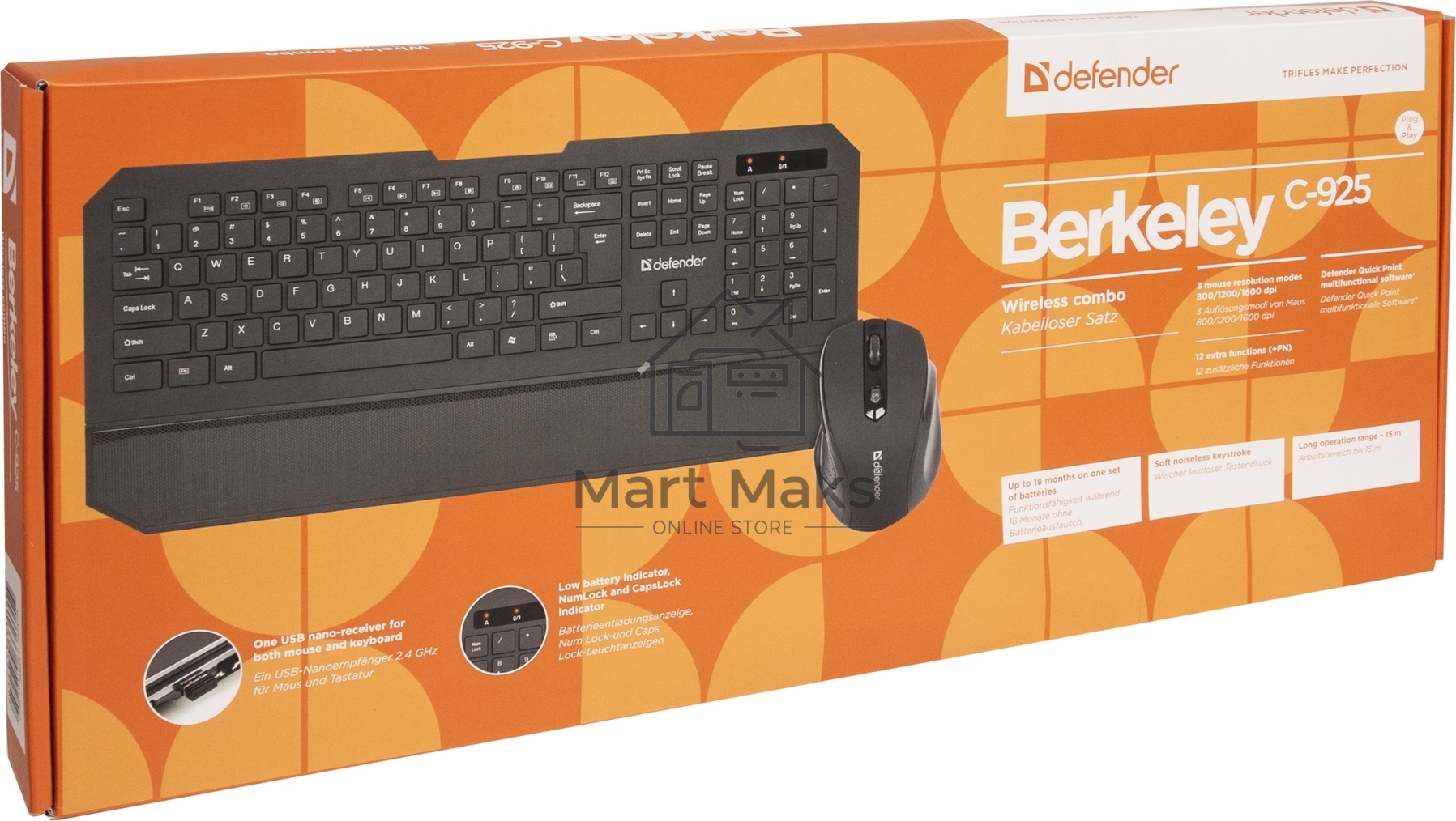 Клавиатура + мышь Defender Berkeley C-925 Nano B черный
