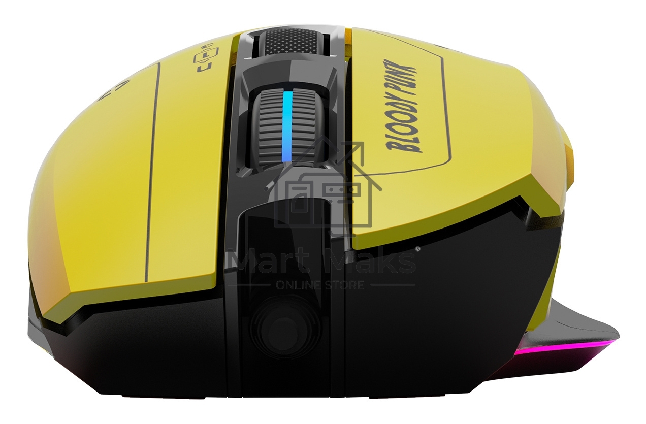 Мышь проводная A4Tech Bloody W70 Max желтый/черный, 10000 dpi, USB, кнопки - 9