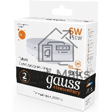 Лампа светодиодная Gauss Elementary GX53 6Вт цок.:GX53 таблетка 220B 2700K св.свеч.бел.теп. (упак.:10шт) (83816)