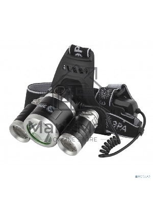 Фонарь налобный светодиодный ЭРА GA-809 аккумуляторный алюминиевый 3 режима трехламповый High Power Headlamp