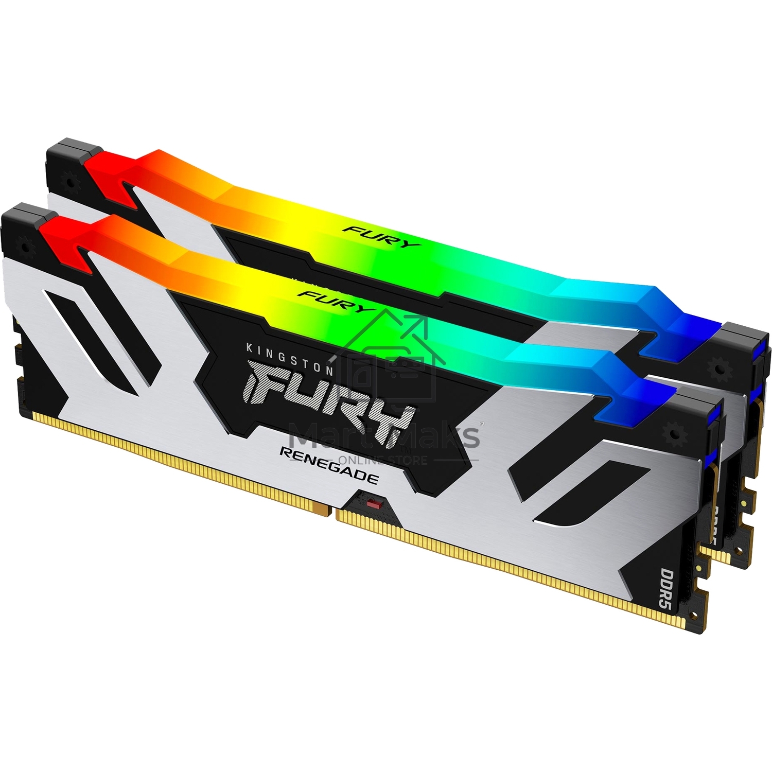 Оперативная память Kingston Fury Renegade, DDR5, 32GB (2x16GB), 8000MHz, CL38, DIMM, радиатор, RGB, серебристый/черный