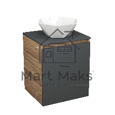 Тумба Bau Dream Blackwood 50 графит, раковина BAU Crystal 40х40