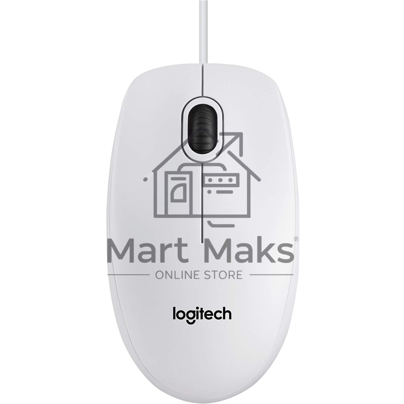 Мышь проводная Logitech B100 белый, 1000 dpi, USB, кнопки - 3
