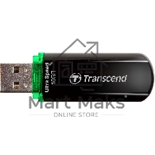 Флешка USB Transcend Jetflash 600 (TS16GJF600), 16Gb, USB 2.0, R/W 30/15, черный/зеленый