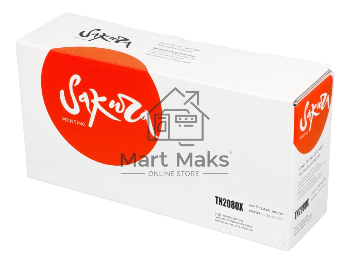 Картридж лазерный Sakura TN2080X для Brother HL-2130R, DCP-7055R, черный, 2600 к.