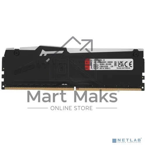 Оперативная память Kingston Fury Beast, DDR5, 32GB (1x32GB), 5600MHz, CL40, DIMM, с радиатором, RGB, черный