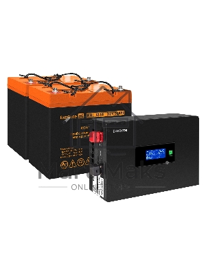 Комплект источника бесперебойного питания Exegate EX295994RUS + батарея 55Aч EX285652RUS 2шт (инвертор, синус, для котла, PF=1, настенный) ExeGate IdealSine SR-1500.LCD.2SH  1500VA/1500W, чистая синусоида, цветной LCD-дисплей, 2*Schuko, крепление настенно