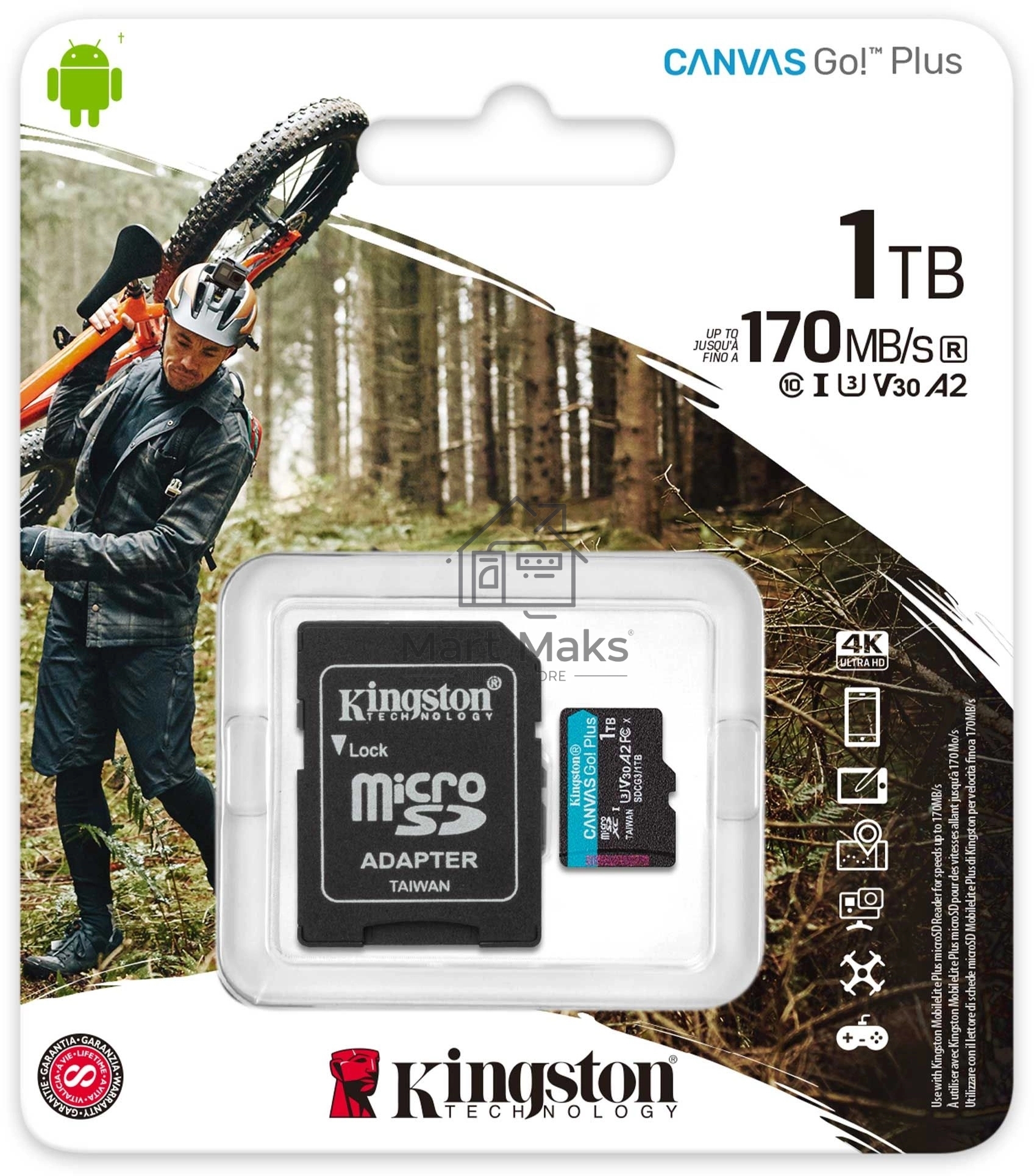 Карта памяти Kingston 1TB microSDXC Canvas Go Plus 170R A2 U3 V30 Card + ADP/ Kingston 1TB microSDXC Canvas Go Plus 170R A2 U3 V30 Card + ADP