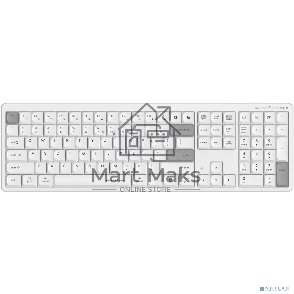 Клавиатура беспроводная A4Tech Fstyler FBX55C Bluetooth /USB /радиоканал белый