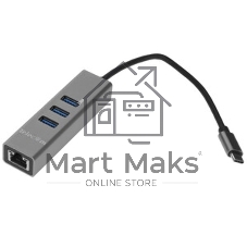Переходник Telecom USB 3.1 Type-C -->RJ-45 1000Mbps +3 USB3.0, Aluminum Shell, 0.2м Telecom TA311C