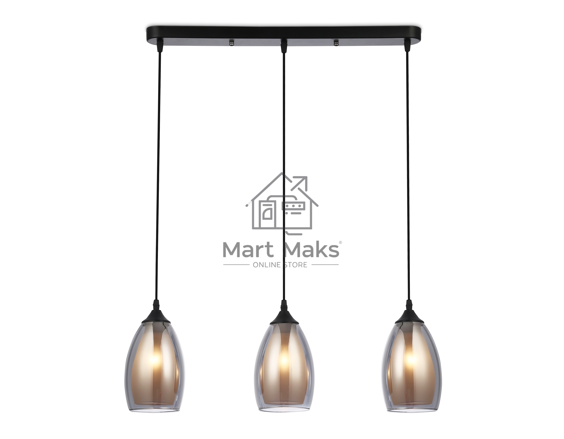 Светильник Ambrella light TR3537/3 BK/SM/FR черный/дымчатый/белый матовый E27/3 max 40W 640*120*820