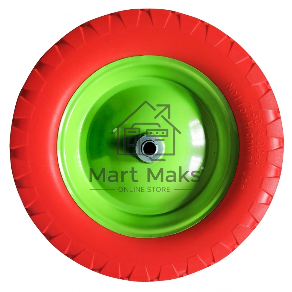 Колесо полиуретановое 4.80/4-8, длина оси 90мм, подшипник 12мм Сибртех