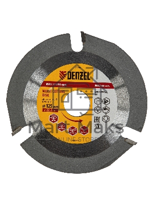 Диск пильный для УШМ, Мультирез, 125 х 22,2 мм Denzel