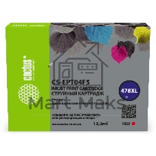 Картридж струйный Cactus CS-EPT04F5 478XL красный (13.2 мл) для Epson Expression Photo HD XP-15000