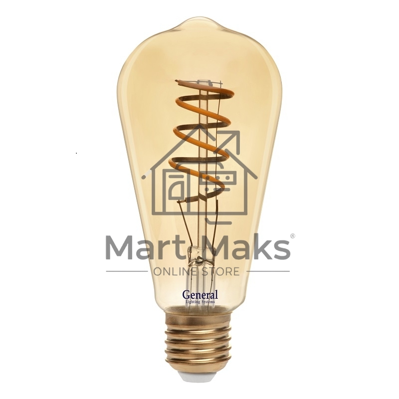 Филаментная светодиодная лампа General GLDEN-ST64SS-7-230-E27-2700 1/5/20 Золотая
