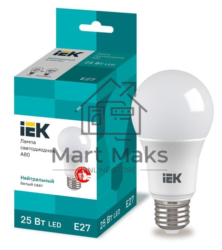 Лампа LED A80 шар 25Вт 230В 4000К E27 Iek LLE-A80-25-230-40-E27