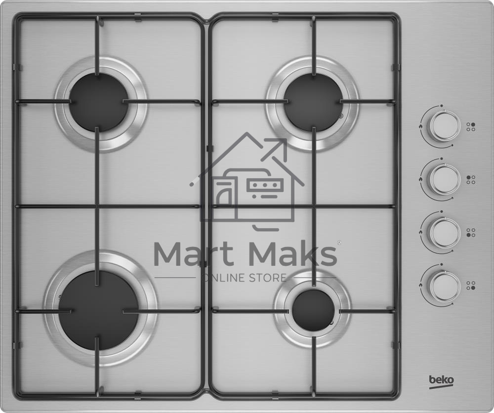 Встраиваемая газовая варочная поверхность Beko HIGG 641C3 SX, Нержавеющая сталь