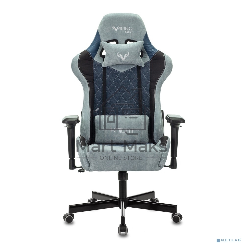 Кресло игровое Бюрократ VIKING 7 KNIGHT BL FABRIC синий текстиль/эко.кожа крестовина металл/пластик