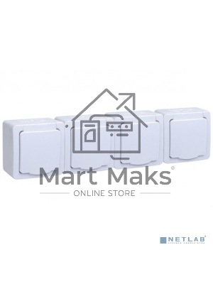 Розетка 4-м ОП Гермес Plus РСб24-3-ГПБб с защ. крышкой с заземл. IP54 белый ИЭК ERMP42-K01-16-54-EC