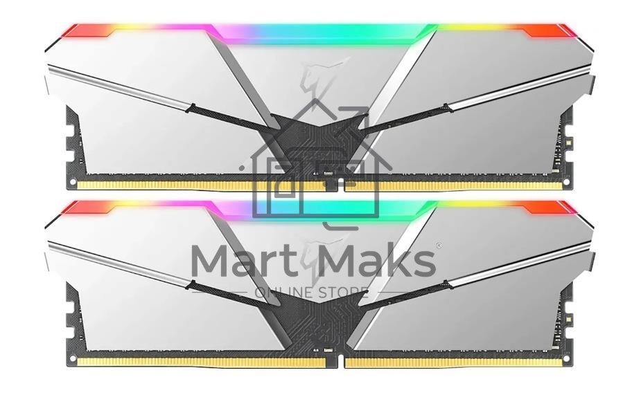 Оперативная память NETAC Shadow, DDR4, 16Gb (2x8Gb), 3200MHz, CL14, DIMM, с радиаторами, RGb, серебристый