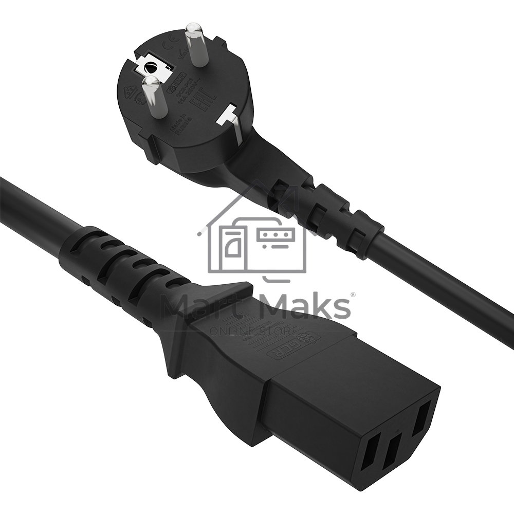 Кабель питания Greenconnect GCR-54377 PROF 2.0m, Евровилка угловая - С13, 3*1,0mm, черный