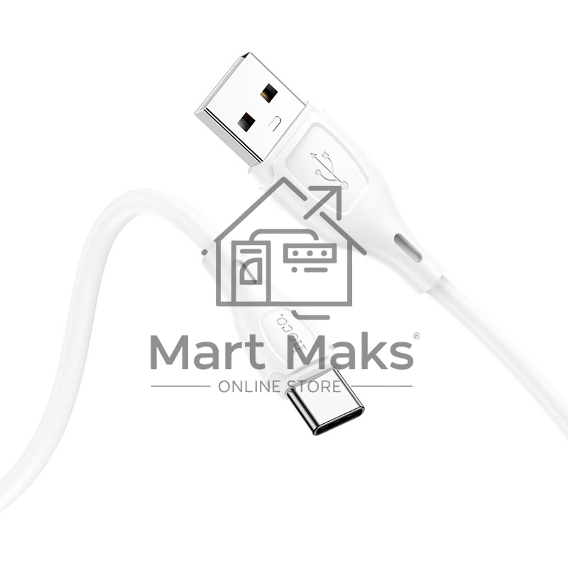 Кабель USB HOCO X61 Ultimate silicone, USB - Type-C, 3.0А, 1м, белый