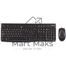 Комплект клавиатура+мышь Logitech MK120 проводной, USB, 1000 DPI, чёрный(заводская гравировка)