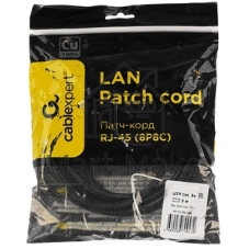 Патч-корд медный UTP Cablexpert PP10-3M/BK cat.5e, 3м, литой, многожильный, черный
