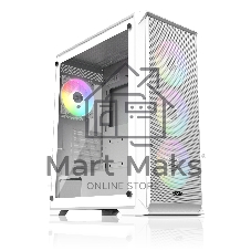 Корпус без блока питания Raijintek ARCADIA 41-MS4, Midi-Tower, TG, 1x120мм + 3x120мм ARGB, 2xUSB-A 3.0 + 1xUSB-C, ATX, mATX, mITX White
