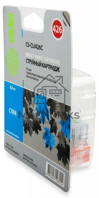 Картридж струйный Cactus CS-CLI426C голубой (8.4 мл.) для Canon Pixma MG5140/5240/6140/8140/MX884