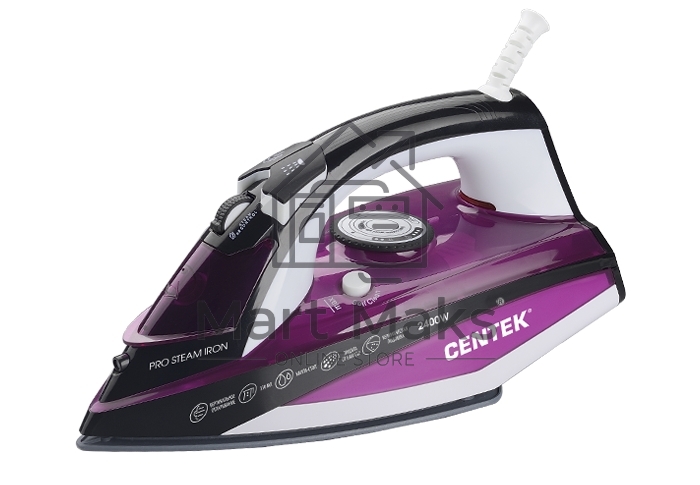 Утюг Centek CT-2344 VIOLET 2400Вт, керамическая подошва, мощный паровой удар, самоочистка, 330мл