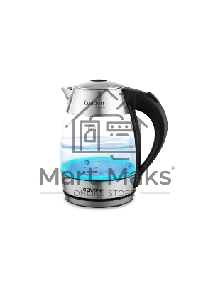 Чайник электрический Centek CT-0059 London, стекло, 1.8л, 2200Вт, LED-подсветка, отделка нерж.